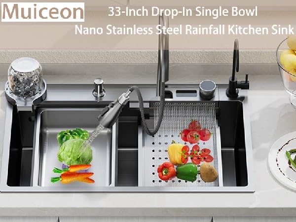 mizuさん Amazon.com: Digital Display Kitchen Sink 304 Stainless Steel