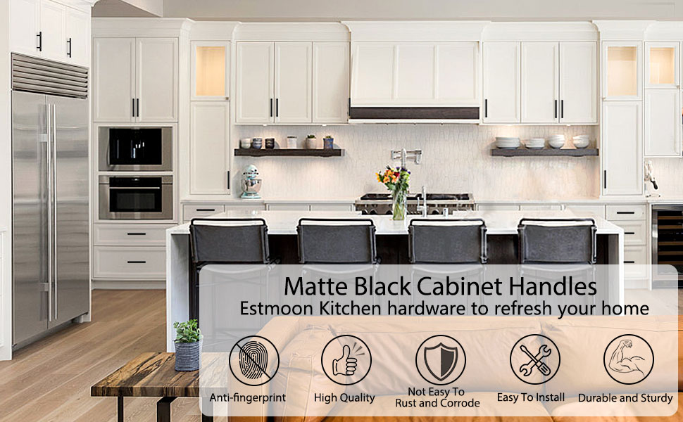 Estmoon 45 Pack 3 Inch Pulls Matte Black Handles Drawer