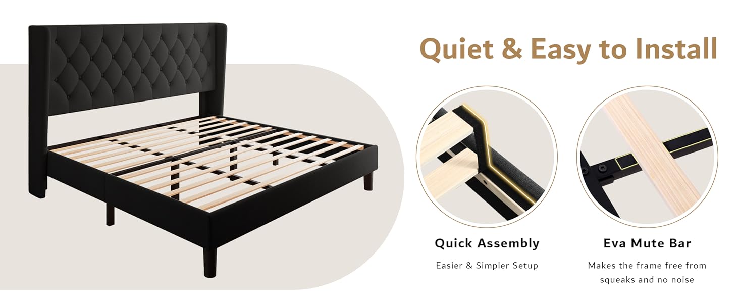 iPormis King Size Platform Bed Frame with Button Tufted