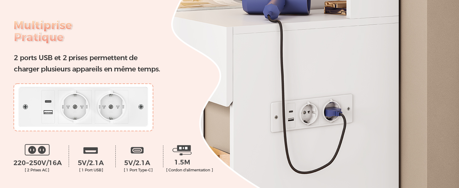 Coiffeuse avec Prise