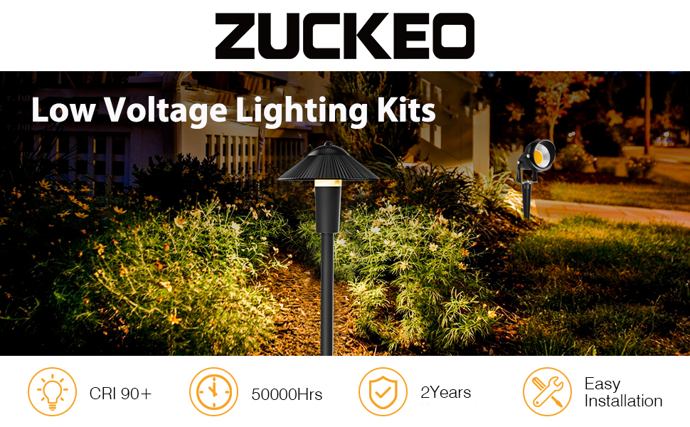 ZUCKEO Low Voltage Landscape Lighting Kit With Connectors, 8Pack 5W LED