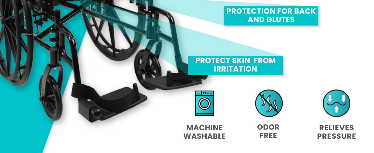 sheepskin wheelchair pad, protects skin from irritation, odor free