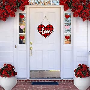 3D Heart Shaped Love Wooden Hanging Sign for Happy Valentines Wall Decor