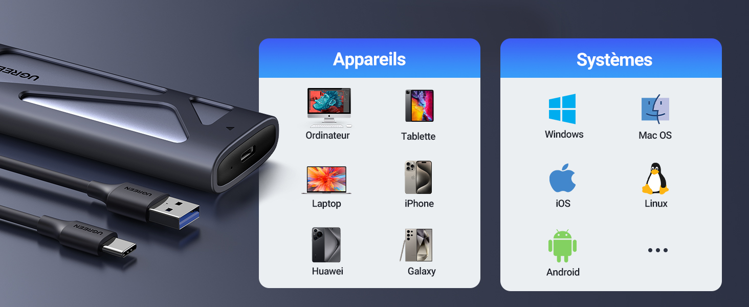 Boîtier M.2 SSD NVMe 10 Gbps