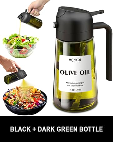 Oil Sprayer for Cooking, 2 in 1 Olive Oil Dispenser Bottle for Kitchen