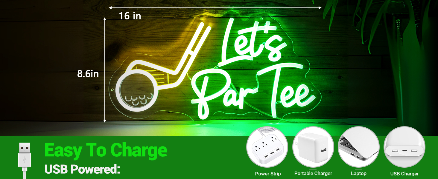 Let's Par Tee Golf Neon Sign