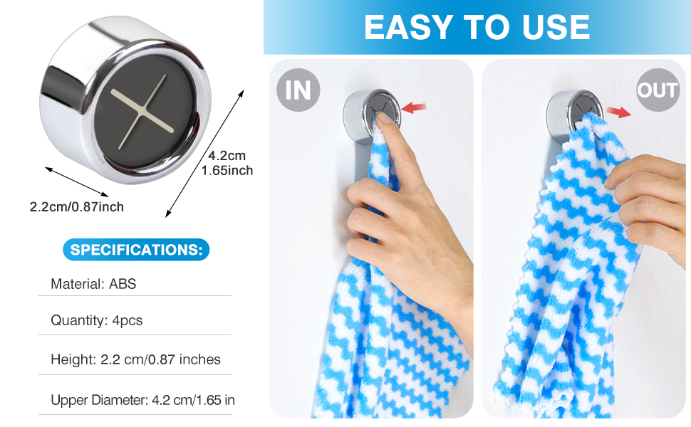 Quelcc 4 Pieces Tea Towel Holders, Round Towel Hooks, Towel Holder Self