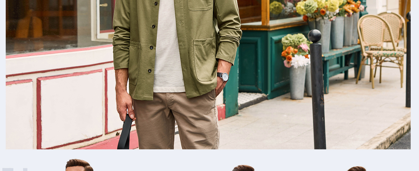 Mens Linen Shirt Jacket Button Down Long Sleeve Shacket Casual Lightweight Jacket Coat