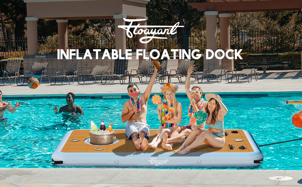 FLOAYANT Inflatable Floating Dock, 8.5 x 4.3ft Swim Dock