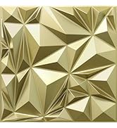 STICKGOO 3D Wall Panels for Interior Wall Decor, Champaign Gold Diamond Design Accent Wall Panels...