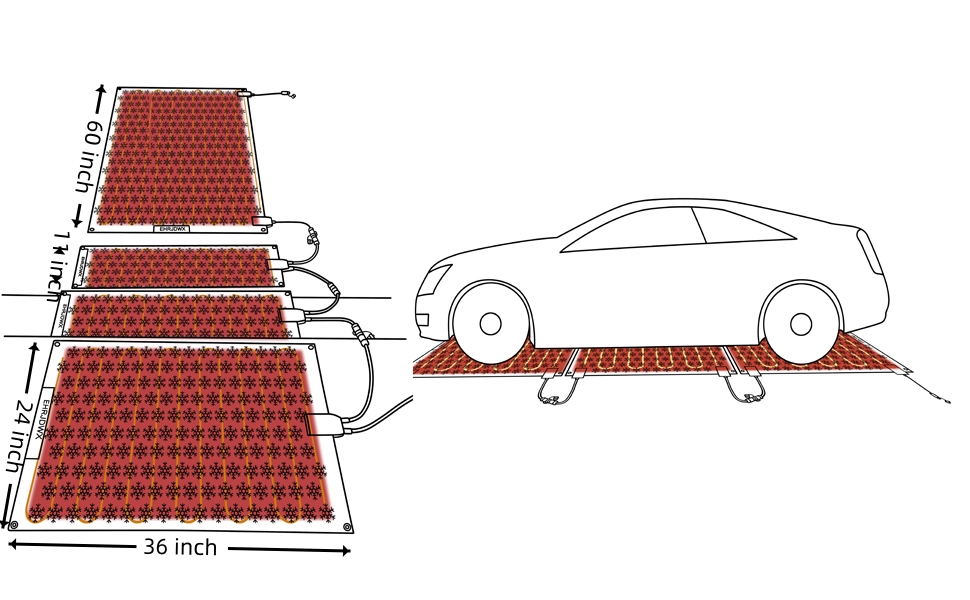 EHRJDWXLarge Size Snow Melting Mats for Driveway,Upgraded Outdoor