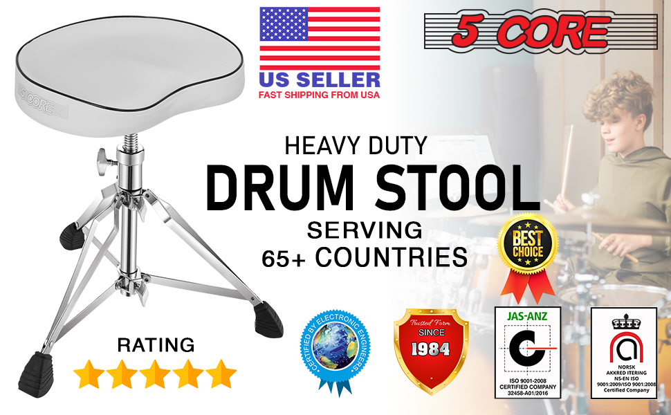 Professional Drum Throne, Seat Swivel Height Adjustable Chair Heavy Duty Stool for Drummer
