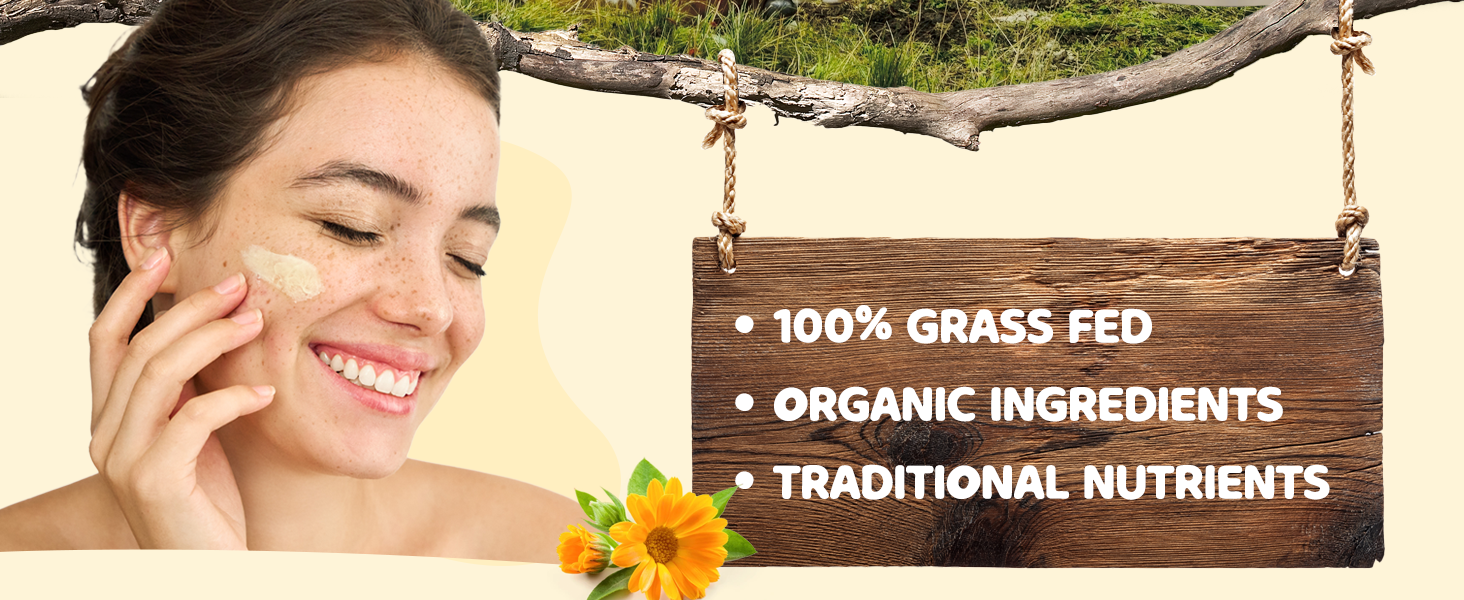 Vigority Beef Tallow and Honey Balm for Women: Organic Grass Fed Whipped Beef Tallow for Skin