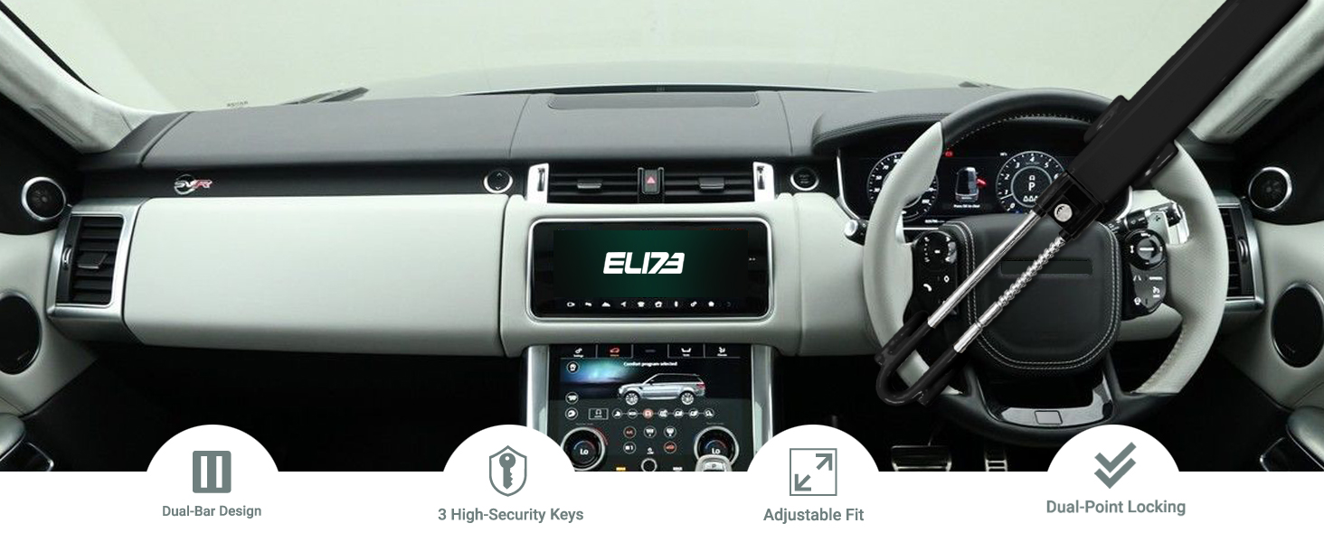 High-Resolution Steering Wheel Lock, Anti-Theft Steering Wheel Device, Universal Fit Protection