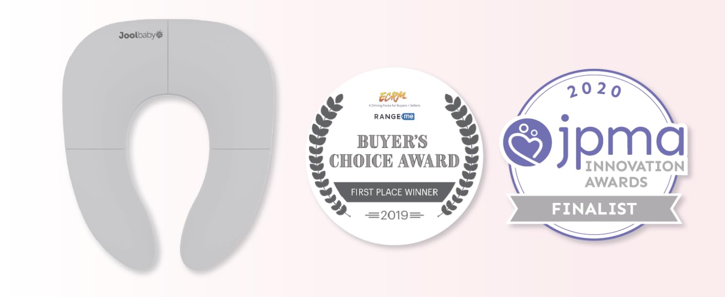 Folding Potty Seat, Buyer's choice award logo, JPMA innovation awards finalist logo