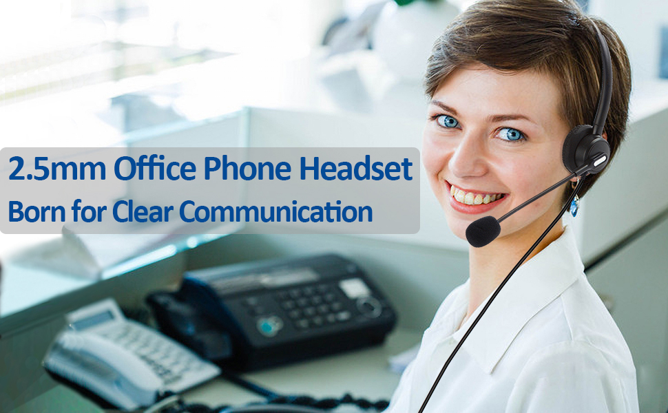 Wantek 2.5mm Dual Ear Telephone Headset with Noise Cancelling Mic