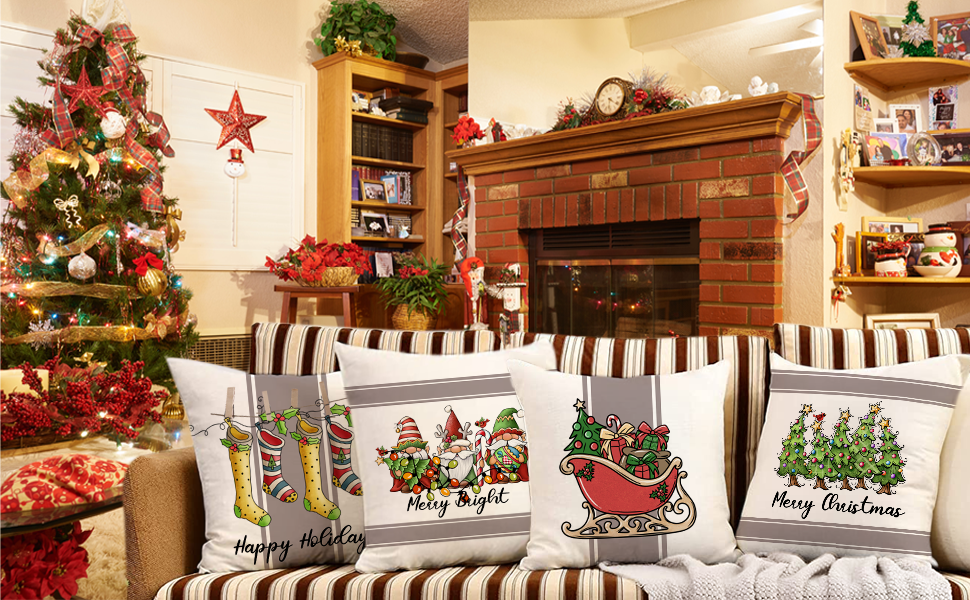 Artmag Christmas Pillow Covers 18x18 Set of 4 for Christmas