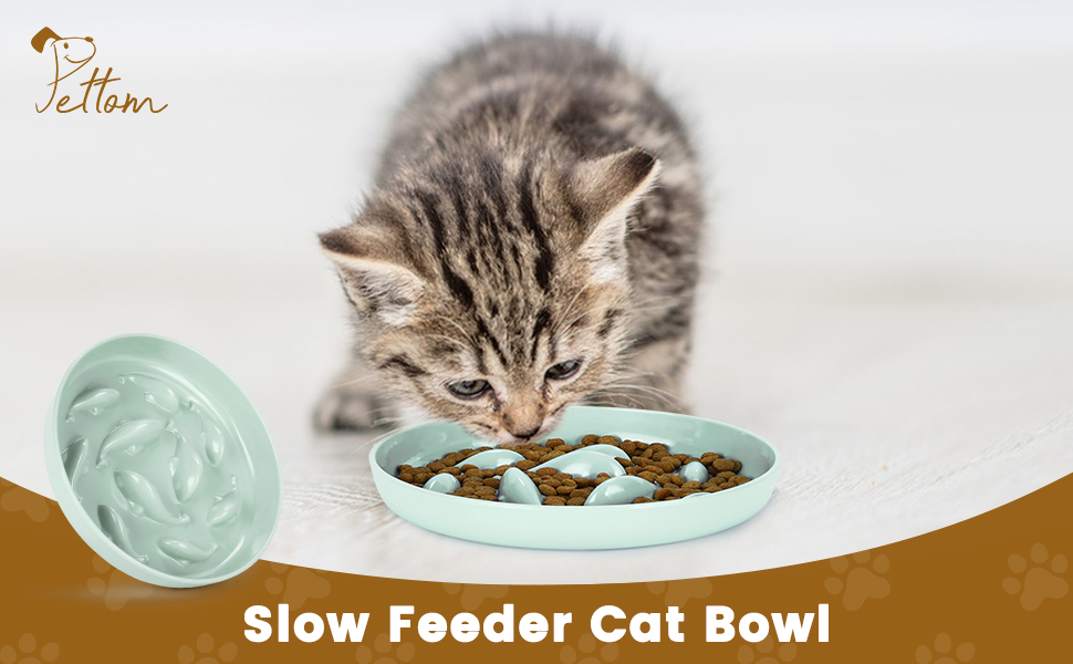PETTOM Cat Slow Feeder Bowl, Fun Cat Puzzle Feeder Bowl Anti Vomiting, NoSpill Slow Feeder Cat