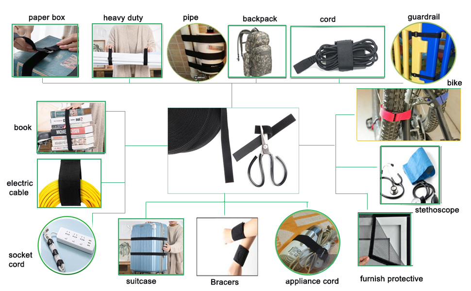 HUAPX Fastening Nylon Strap with Buckle,10Pack Reusable SelfAdhesive