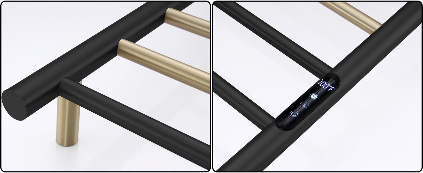 Towel Warmer Black and Brushed Gold