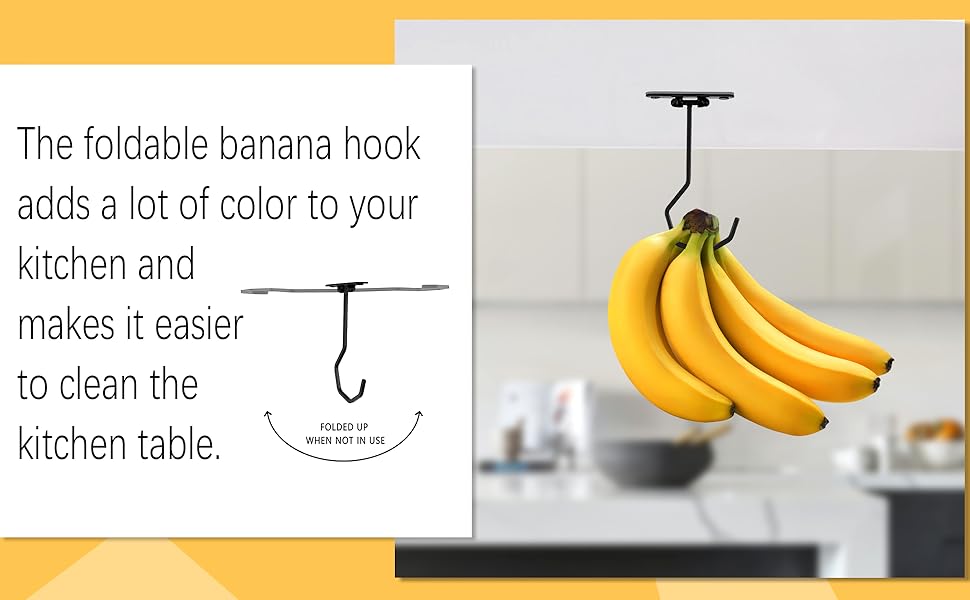 EGMEHOAD Folding Banana Hanger Under Black, Banana