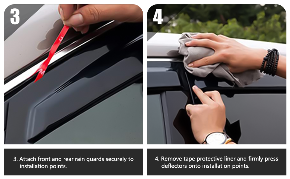 4PCS Rain Guards Window Visors Wind Deflector Fits for
