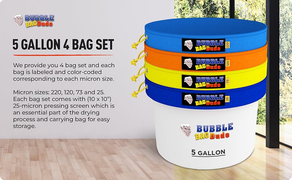 BUBBLEBAGDUDE Bubble Bags 5 Gallon 4 Bag Set Herbal Ice Essence