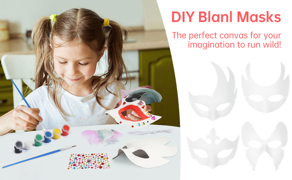 Coxeer DIY Blank Mask Set 12 PCS Unpainted White Paper