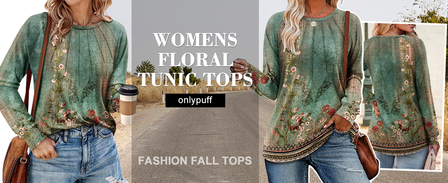 onlypuff Womens Long Sleeve Shirt Fall Fashion Top cute tunic tops for leggings blouse dressy shirt