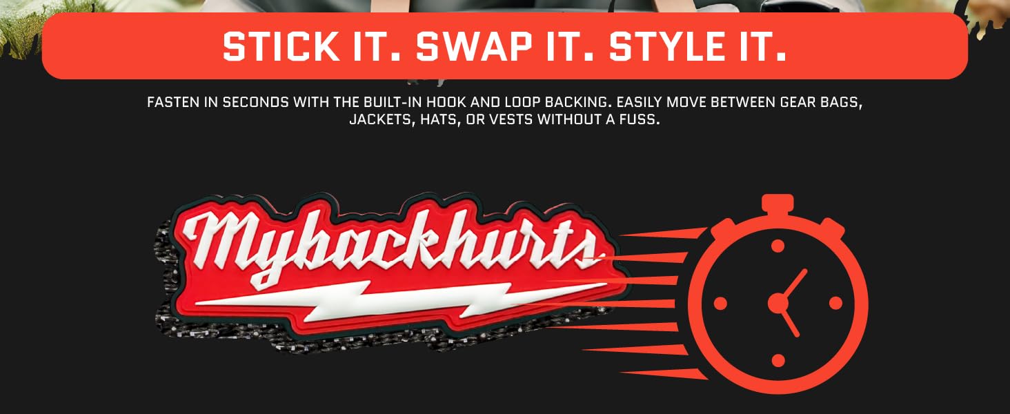hand peeling a PVC patch off a hook-and-loop panel on a tactical bag, showcasing easy swap feature