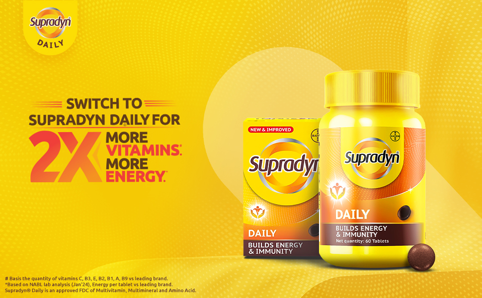 Supradyn Daily India's No.1 Multivitamin (90 tablets) with Vitamin D ...