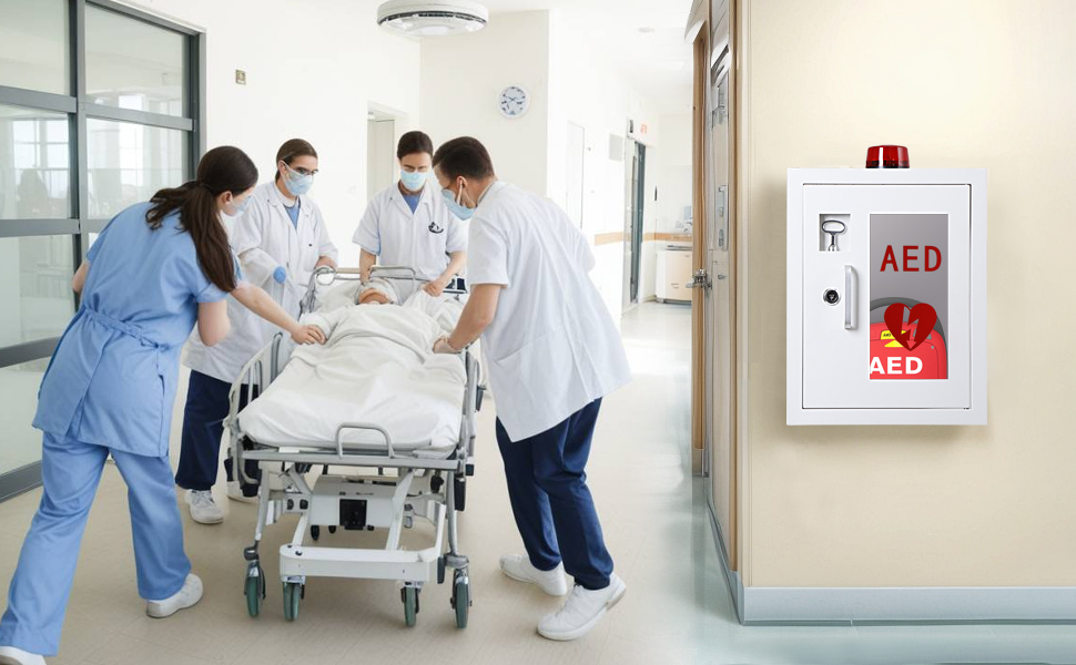 wall mounted aed defibrillator cabinet