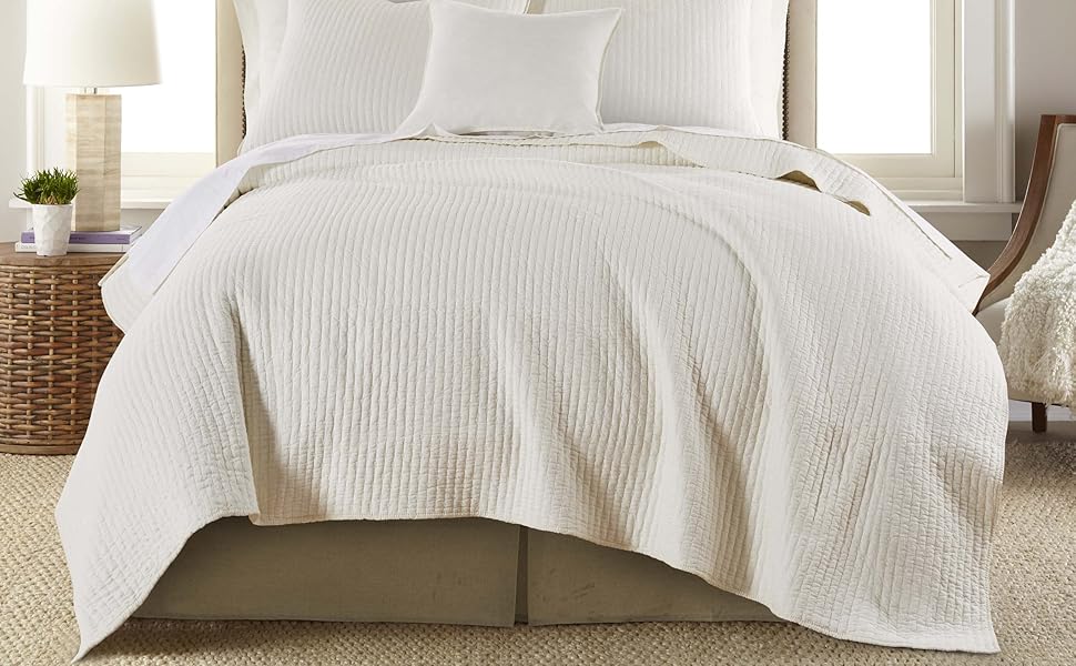 Levtex Home King Size Faux Linen Dust Ruffle, 17inch Drop