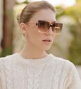 SOJOS Retro Rimless Oversized Sunglasses Womens 50s 60s Trendy Luxury Shades SJ1160