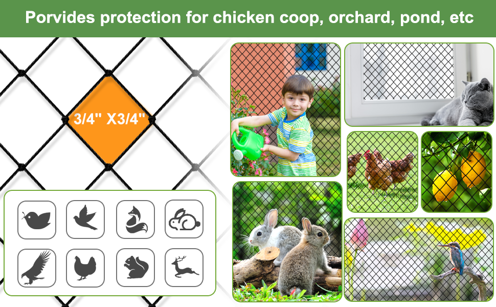 Fobpros Bird Netting, Garden Netting with 3/4” Mesh Net