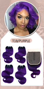 ombre purple body wave human hair bundles