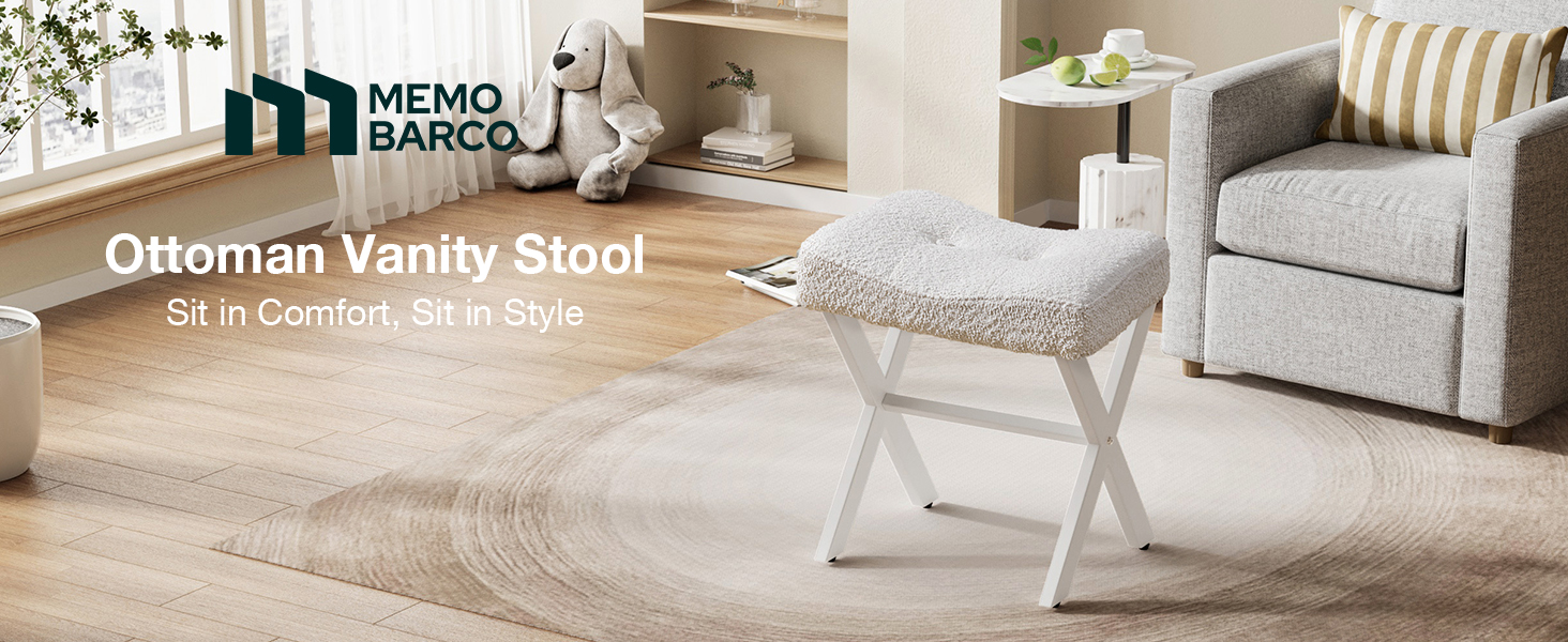 Memobarco Vanity Stool Chair, 18 Inch Ottoman Foot Rest