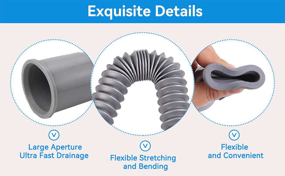 Flexible Sink Drain Pipe, 2Pcs Expandable Flexible Pipe for Kitchen