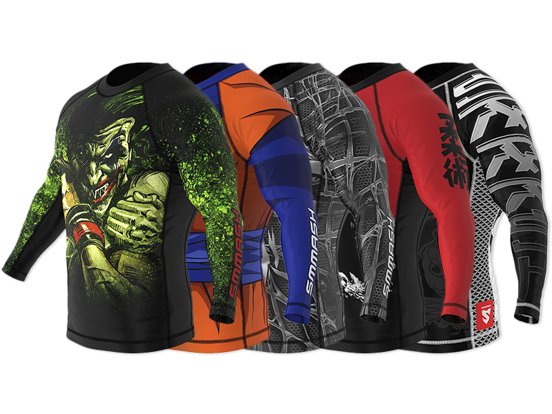 SMMASH Langarmes Rashguard für Herren, Funktionsshirt MMA BJJ Kickboxen Thai Box Cross-Training