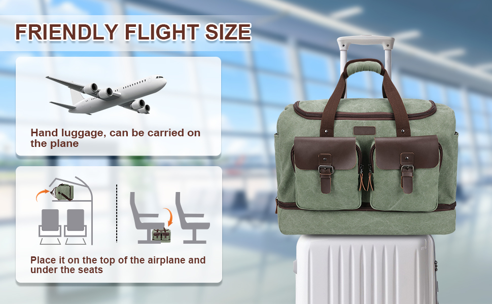 Large Capacity Waterproof Canvas & Genuine Leather Travel
