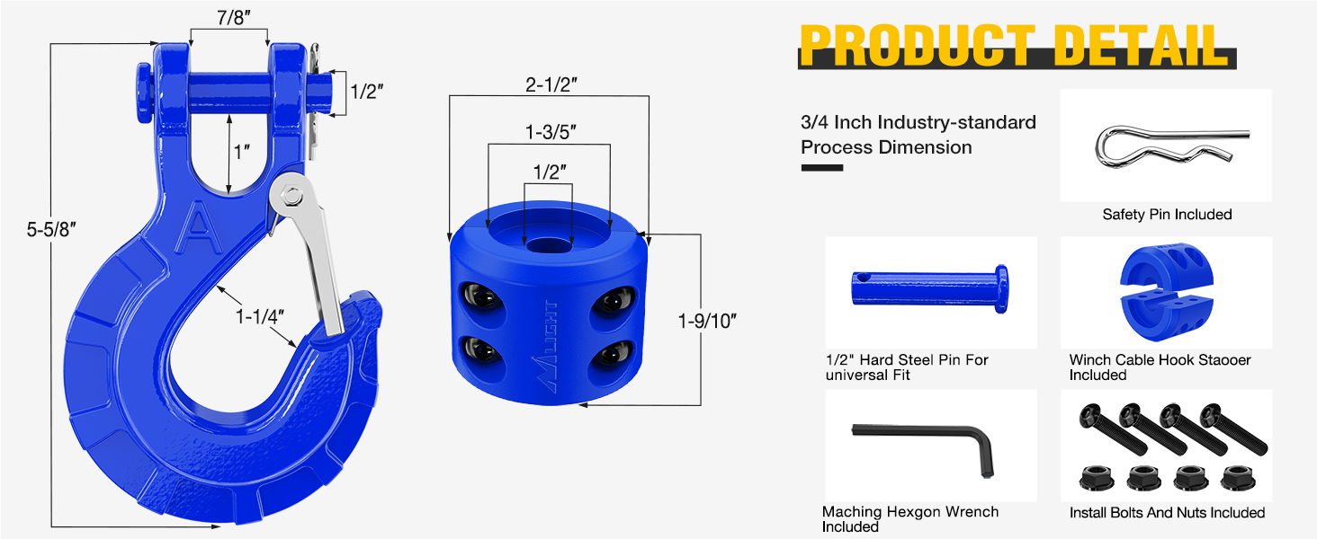 3/8 inch Grade 70 Winch Hook Blue