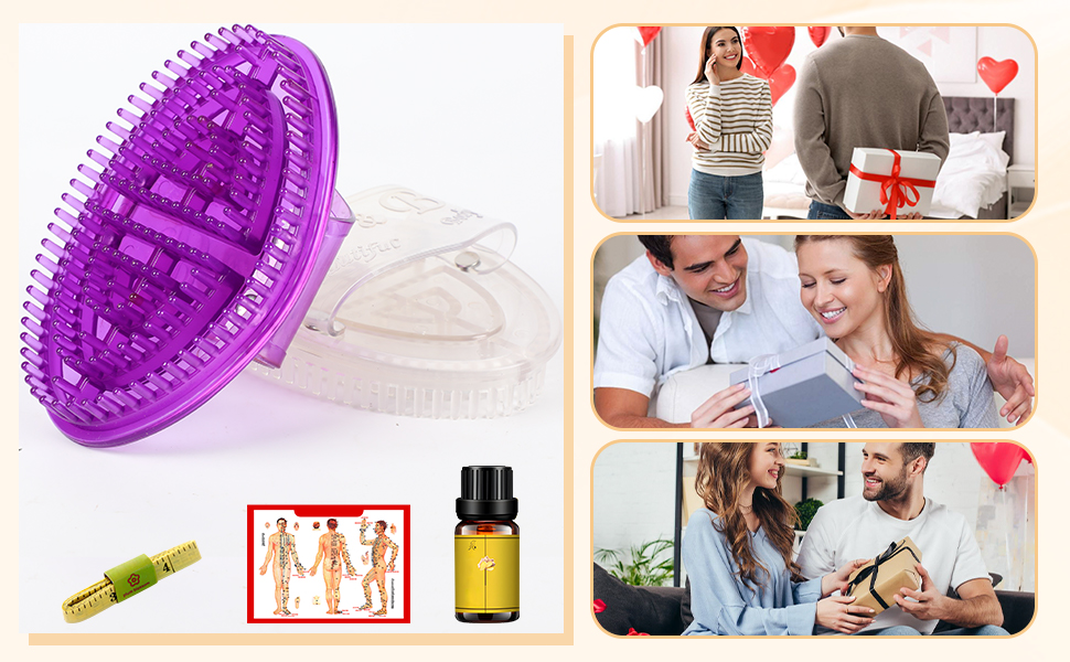 Meridian Massage Brush with Essential Oil, Gentle Exfoliation, Moisturizing