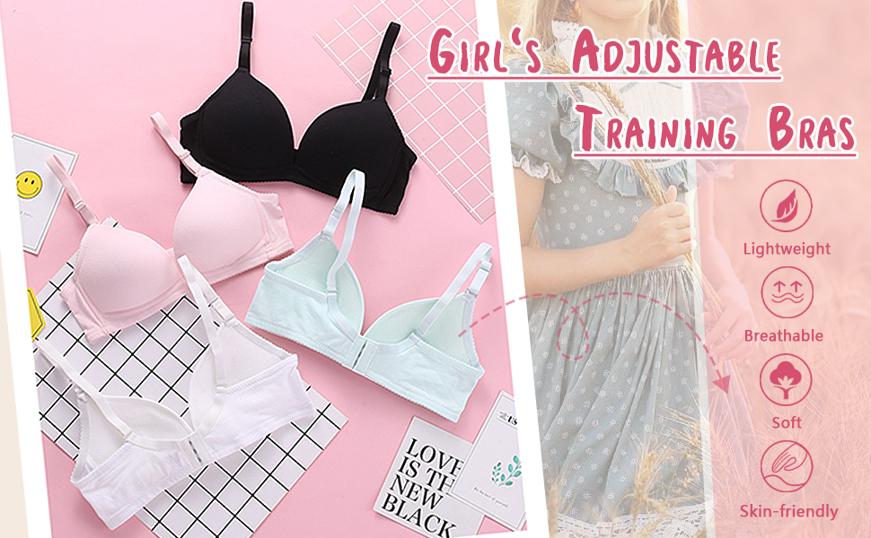AIEOE Lot de 5 Fille Adolescente Coton Rembourré Brassières de sans Armature Réuni