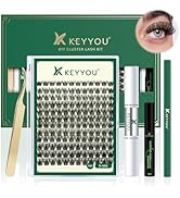 DIY Lash Extension Kit KEYYOU 144pcs Lash Clusters Eyelash Extension Kit with Mascara Brush Bond ...