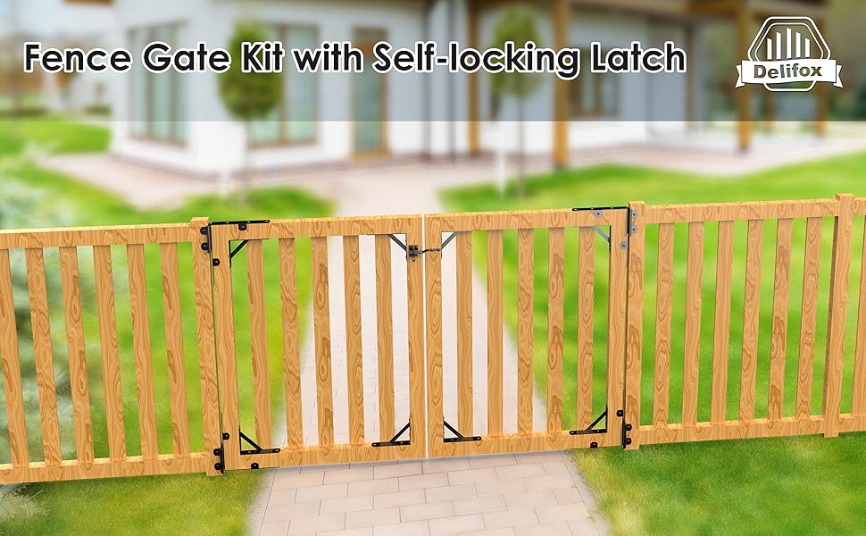 Delifox Fence Gate Kit Heavy Duty Gate Frame Kit Gate