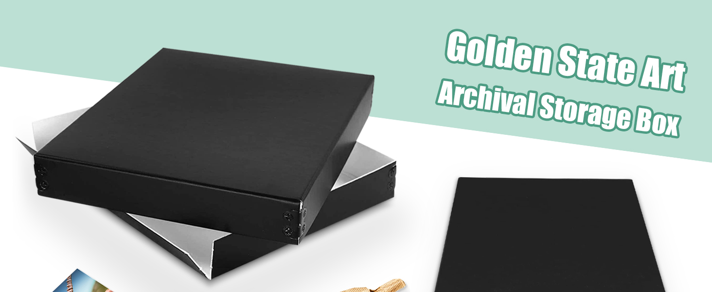 Golden State Art, Museum Archival Storage Box, AcidFree Drop Front Photo Storage