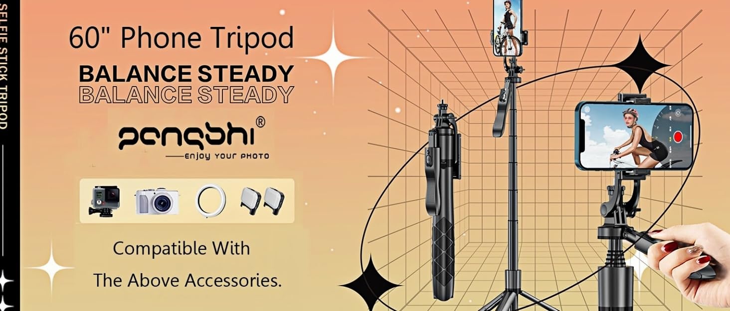 60" Phone Tripod Selfie Stick