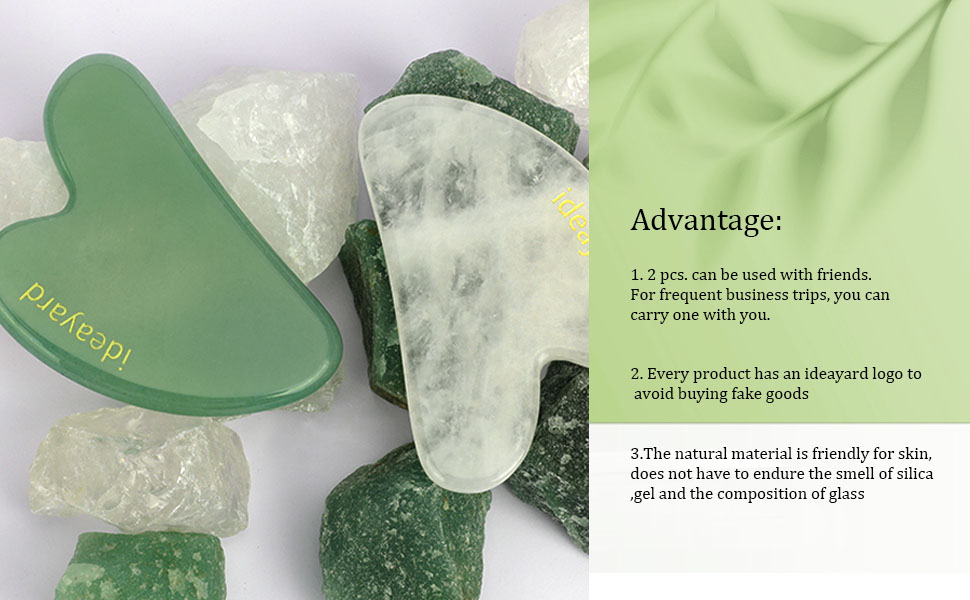 ideayard 2PCS Gua Sha Tool, Natural Jade Gua Sha Stone