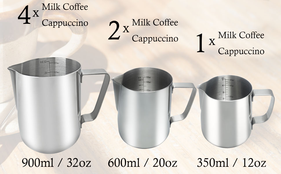 Yowamho Milk Frothing Pitcher,900ml(32oz) Quality Milk Jug Cup SUS304