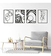 Art3d Metal Wall Art, Set of 4 Black Wall Decor for Living Room Bedroom Hallway Dining Room, Line...
